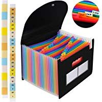 BluePower Carpeta Clasificadora/Archivador Acordeon 24 Bolsillos Carpetas con Fundas de Plastico,Colores Acorde&oacute;n Separadores Archivadora,A4 Archivadores Papeles Clasificador Documentos Organizador