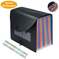 Carpeta Clasificadora con Tapa - ABClife Archivador acorde&oacute;n 24 Bolsillos de gran Capacidad soporte Extensible port&aacute;til acorde&oacute;n, MultiColor Archivador A4 para Office School Home (24 Bolsillos Tapa)