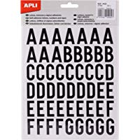 Apli 4425 - Pegatinas, letras, n&uacute;meros, signos, 25 mm, color negro