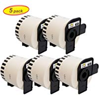 Yellow Yeti 5 Rollos DK-22205 Cintas continuas 62mm x 30,48m Etiquetas compatibles para Brother P-Touch QL-500 QL-550 QL-570 QL-700 QL-710W QL-720NW QL-800 QL-810W QL-820NWB QL-1050 QL-1100 QL-1110NWB