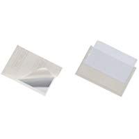 Durable Pocketfix 829319 - Funda autoadhesiva para etiquetas (90 x 57 mm, 100 unidades), transparente
