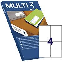 Apli - Etiquetas adhesivas multi3 para inkjet laser y fotocopiadoras cantos rectos 100 hojas 105 x 148mm