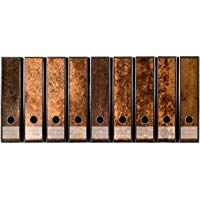 Juego con 9&nbsp;pieza amplia carpeta de madera r&uacute;stica etiquetas autoadhesivas archivadores Pegatinas Dise&ntilde;o Marr&oacute;n Madera Vintage