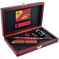 Manuscript - Caja de estilo victoriano con pluma, tintero, sello y barra de lacre