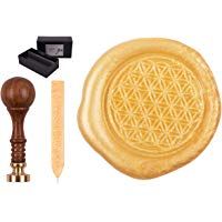 Juego de sellos con sello, grabado, s&iacute;mbolo de la flor de la vida dise&ntilde;o, incluye 1&nbsp;barra de cera