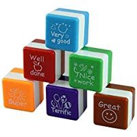 JICHUIO 6 Styles/SET Teachers Stampers Inking Praise Reward Stamps Motivation Sticker
