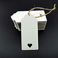 Stonges 100 piezas Kraft blanco en blanco etiqueta de papel para tarjetas regalo de boda, etiqueta del regalo, bricolaje etiqueta, etiqueta del equipaje, etiqueta de precio, etiqueta de la ca&iacute;da (100) tienda con coraz&oacute;n