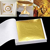 SKAISK Papel de Papel de Hoja de Oro de 100 Hojas para Artes, artesan&iacute;a Dorada, decoraci&oacute;n de Bricolaje (Oro)