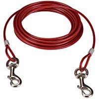 CtopoGo Cable de amarre para perros de 10 pies/16 pies/33 pies,Cable de amarre para mascotas, Cable para atar al perro en exteriores, Se admiten mascotas para tallas peque&ntilde;as / medianas (3m, Rojo)