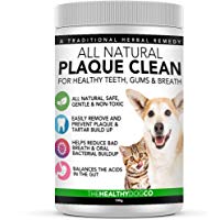 Polvo Para Eliminaci&oacute;n de Sarro y Placa Para Perros, Cachorros y Gatos | 100% Natural para Animales | Plaque Clean | 100g | Limpia y Cuida Dientes Blancos y Enc&iacute;as | Ayuda Contra el Mal Aliento