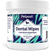 Petpost | Dog Dental Wipes: Bad Breath, Plaque and Cavities Disappear. 100 Soaked Pads in a Natural Cleaning Solution for Teeth