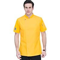 Dooxii Unisexo Mujeres Hombre Moda Verano Manga Corta Camisa de Cocinero Transpirable Chaquetas de Chef Uniforme Cocina Restaurante Occidental