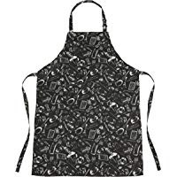 TRIXES Delantal Largo Cocinero Peculiar Dise&ntilde;o Negro - Delantal Cocinero - para Cocinar/Hornear / Asar/Barbacoa - Cierre de Corbata - Delantal Modelado del Cocinero
