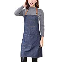 Aivtalk - Delantal de Cocina Ajustable con 2 Bolsillos Mandil Camarero de Trabajo Pintura Cocinar Hornear Cafeter&iacute;a para Mujer Hombre Unisex