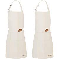 Viedouce 2 Piezas Delantales Impermeables Ajustables del Cocinero con Bolsillo Cocina Delantale de Cocina para Mujeres Hombres,Delantal Chefs Cocina para Cocinar/Hornear