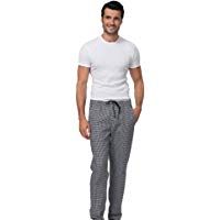 SIGGI - Pantal&oacute;n de Chef 100% algod&oacute;n Cuadrado, Color Blanco y Negro