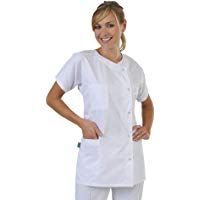 Label Blouse Julia - Bata M&eacute;dica para Mujer, Cerradura de Botones a Presi&oacute;n, Color Blanco