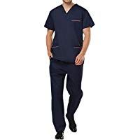 THEE Uniforme M&eacute;dico Ropa Quir&uacute;rgica de Manga Corta Bata M&eacute;dico Laboratorio Enfermera Sanitaria Unisex