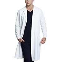 WWOO Hombre Bata de Laboratorio Blanco Bata de M&eacute;dico Uniforme Sanitario Ropa de Trabajo Actualizaci&oacute;n de la Tela