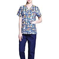 Jiyaru Uniforme M&eacute;dico Ropa Enfermera de Manga Corta Bata M&eacute;dico Laboratorio Enfermera Sanitaria