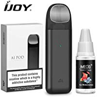 IJOY AI Vape Pod Cigarrillos Electronicos Kit de inicio con Vape Liquid Atomizador recargable 450 mAh Bater&iacute;a recargable Todo en uno Port&aacute;til Vape Pen Kits de inicio Vape Negro, sin nicotina