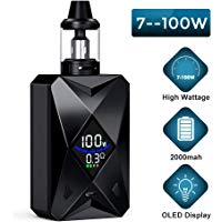 Cigarrillo Electr&oacute;nico,E Cigarette Starter Kit,e cig Goblin 100w,Vape Kit 2000 mah Bater&iacute;a,Enorme con pantalla,Sin Nicotina y Sin E-l&iacute;quido (negro)