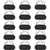 15 Piezas de M&aacute;scara de Ojos Cubierta Antifaz Suave con Almohadilla de Nariz y Correa Ajustable para Dormir en el Viaje, Negro