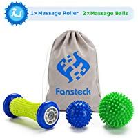 Rodillo de Masaje, Fansteck Masajeador de Pies y Manos, Masajeador ergon&oacute;mico para aliviar dolor de Fascitis Plantar, m&uacute;sculo, cervical, mu&ntilde;ecas y etc. Con 2 Pelotas Masaje. Material Seguro Duradero.