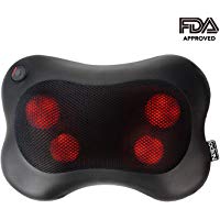 Naipo Almohada de Masaje para Cuello y Espalda Shiatsu Coj&iacute;n Masajeador de PU con Funci&oacute;n de Calor para Relajar las Contracturas y Dolores Musculares en Casa, Oficina - Negro
