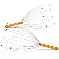 com-four&reg; 2x dispositivo de masaje para la cabeza con 12 dedos de masaje - relajante ara&ntilde;a de masaje para la cabeza - trinquete para una mayor relajaci&oacute;n (002 piezas - color bronce)