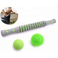 Bafeat Pro | Rodillo de masaje muscular palo con 2 pelotas Lacrosse | Liberaci&oacute;n miofascial | Set completo para dolor de pies, piernas, espalda y cuello.+ Ebook con instrucciones de uso.
