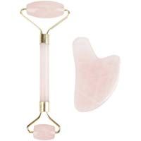 Piedras de masaje, Akozoz Masajeador Jade Facial Belleza Roller Masaje Jade Cara Cuerpo Cabeza Cuello Naturaleza Belleza Quartz Rolle, Herramientas Masaje Facial de Placa Raspado con Doble Rodillo