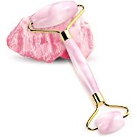 Rodillo de masaje de jade, masaje de cuarzo rosa natural con tratamiento facial antienvejecimiento, rejuvenece la piel de la cara y el cuello,rejuvenece herramientas de belleza