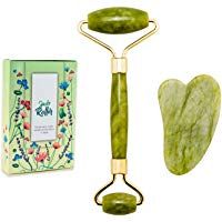 Rodillo de jade para masajeador facial, rodillo facial de masaje antienvejecimiento con raspado Gua Sha para el cabello, rodillo para belleza de cuello facial, ajuste de la piel