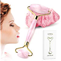 Jade Roller, Rodillo de jade facial, herramienta de belleza relajante, masajeador de rodillo facial adelgazante antiedad perfecto para eliminar arrugas faciales y del cuello (rosa)