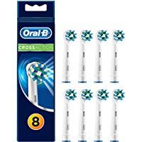 Oral-B CrossAction Cabezal de recambio, set de 8 recambios para cepillo el&eacute;ctrico recargable, cabezal redondeado con dise&ntilde;o de inspiraci&oacute;n profesional para limpiar diente por diente