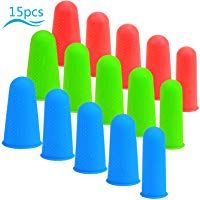Protectores de silicona para los dedos,ZERHOK,15 pcs,silicona Finger Cots,cots finger silicona para proteger los dedos en DIY y artesan&iacute;a.