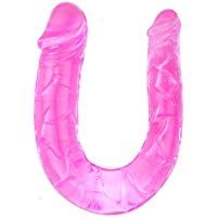 Doble Consolador Double Consolador en color rosa transparente anal y vaginal perforaci&oacute;n Dong Massager