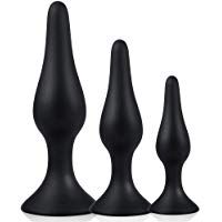 Utimi - Plugs Anales de Silicona para Relajaci&oacute;n Anal, color Negro, 3 Piezas