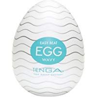 Tenga Huevo Wavy, Funda Masturbadora, 4.9 x 6.1 x 4.9 cm, Color Blanco/Azul Agua/Plata - 43 gr