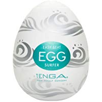 Tenga Huevo Surfer, Funda Masturbadora, 4.9 x 6.1 x 4.9 cm, Color Blanco/Azul/Plata - 42 gr