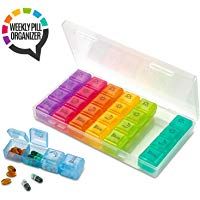 Pastillero organizador semanal - Caja de pastillas Am/Pm de 4 compartimentos, Estuche de dispensador de medicaci&oacute;n para viajes grandes de 7 d&iacute;as, para vitaminas y medicamentos de MEDca