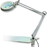 Laron S3201 - L&aacute;mpara de mesa con lupa para manicura (aumento de 8 dioptr&iacute;as, di&aacute;metro del vidrio 12 cm)