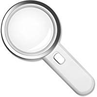 Fancii Lupa 5X con Luz LED de Alta Potencia, Grande 9 cm sin Distorsi&oacute;n - Lente de Aumento Iluminada con Lente de Cristal