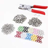 Cascacavelle Herramienta Perforadora Giratoria + 100 Botones presi&oacute;n Cone 5 Agujeros para Cuero, Papel y Manualidades, Costura, 10 Colores by