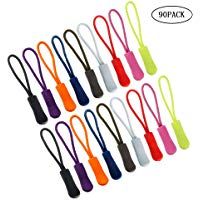 CKANDAY 90 Pcs tiretti estensibili con cerniera, 9 colori, resistente zip in nylon con pinza antiscivolo per borse, portamonete, borse, vestiti, portamatite e tende