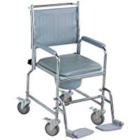 NRS Healthcare M66119 - Silla sanitaria con ruedas, asiento acolchado y respaldo, altura ajustable