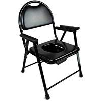 Mobiclinic Silla con WC/Inodoro | Plegable | Negro | Acero Cromado | Guadalquivir