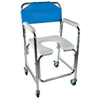 Mobiclinic Silla WC/Inodoro | De Aluminio, con Ruedas y reposabrazos Acolchados | Color Azul | Mod. Manzanares