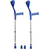Pack de 2 Muletas Regulable de Aluminio con Conteras de Repuesto. Color Azul.